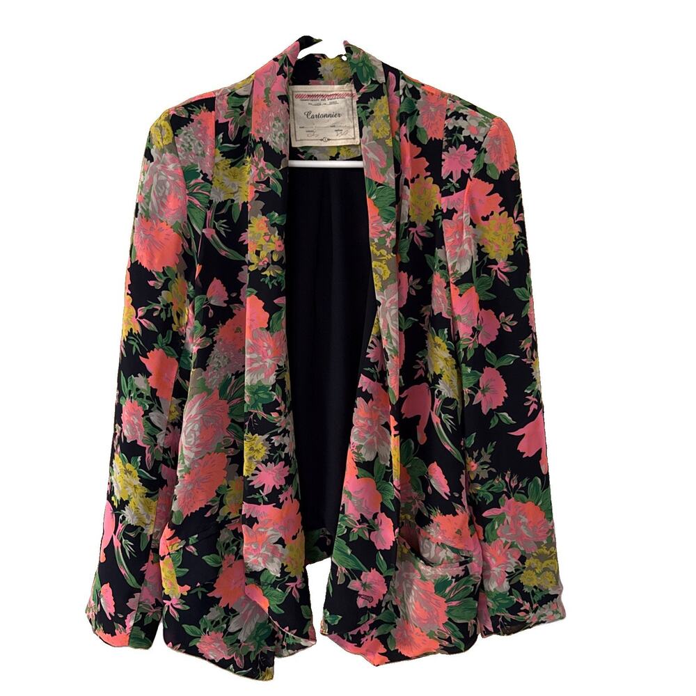 Cartonnier Anthropologie Women’s Floral Button Front Blazer Size S